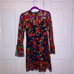 Saylor illusion embroidered dress